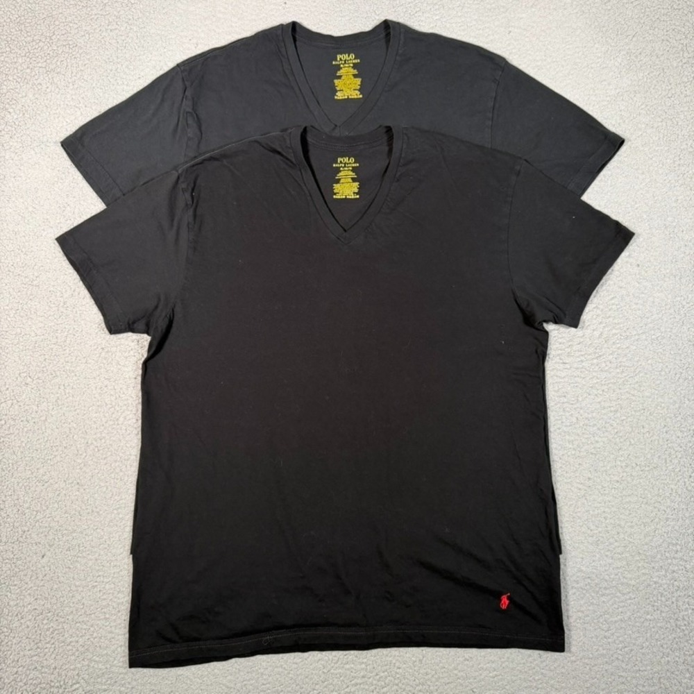 Polo Ralph Lauren Shirt Mens XL Black V Neck Classic Fit Cotton Pony Lot of 2